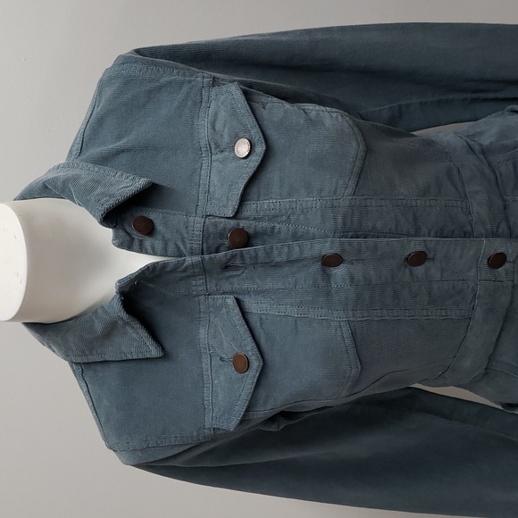 Faherty Corduroy Button Up Long Sleeve Blue Mini Dress Women's Size XS - Picture 2 of 13